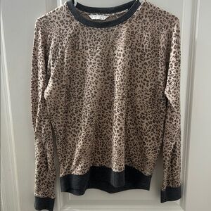Lucky Brand Leopard Print Lightweight Sweater with Dark Trim